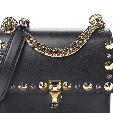 fendi kan i scalloped|FENDI Vitello Liberty Scalloped Studded Kan I Shoulder Bag .